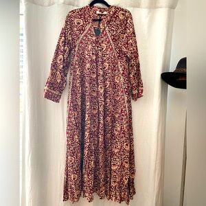 NWT Natalie Martin Fiore Maxi Dress Floral Red Pale Pink